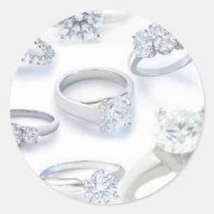 Pegatina Redonda Anillos de diamantes