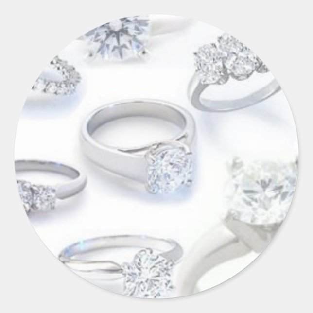 Pegatina Redonda Anillos de diamantes (Anverso)