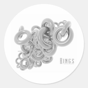 Pegatina Redonda Anillos de plata