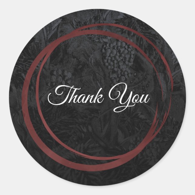 Pegatina Redonda Anillos de vino tinto negro chic moderno Favor ele (Anverso)