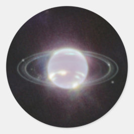 Pegatina Redonda Anillos JWST del planeta Neptuno