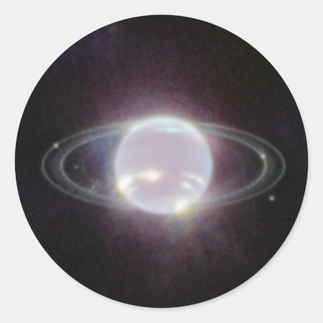 Pegatina Redonda Anillos JWST del planeta Neptuno (Anverso)