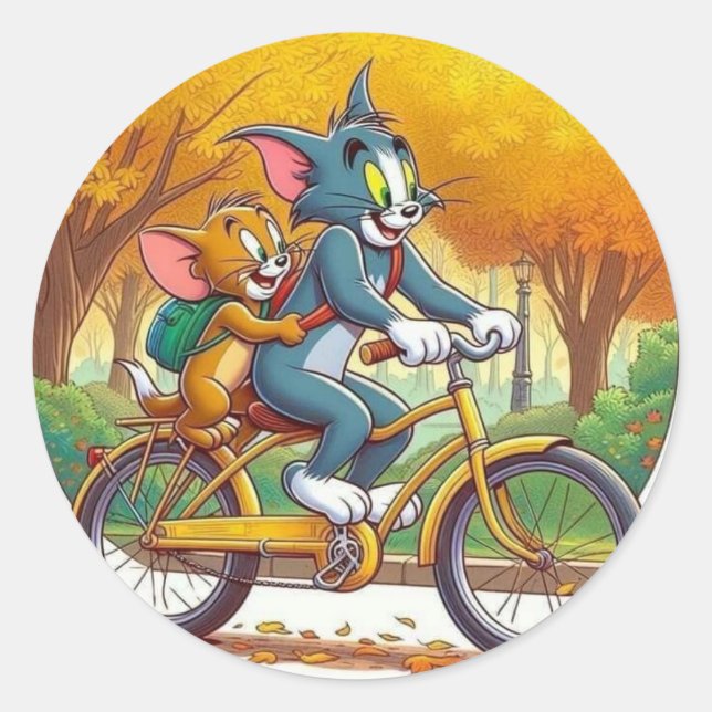 Pegatina Redonda Anima de dibujos animados  (Anverso)