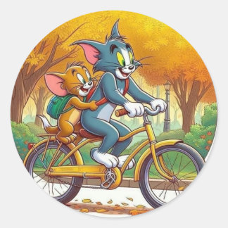 Pegatina Redonda Anima de dibujos animados