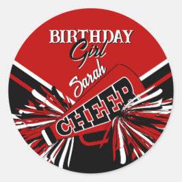 Pegatina Redonda animador en rojo, negro y blanco