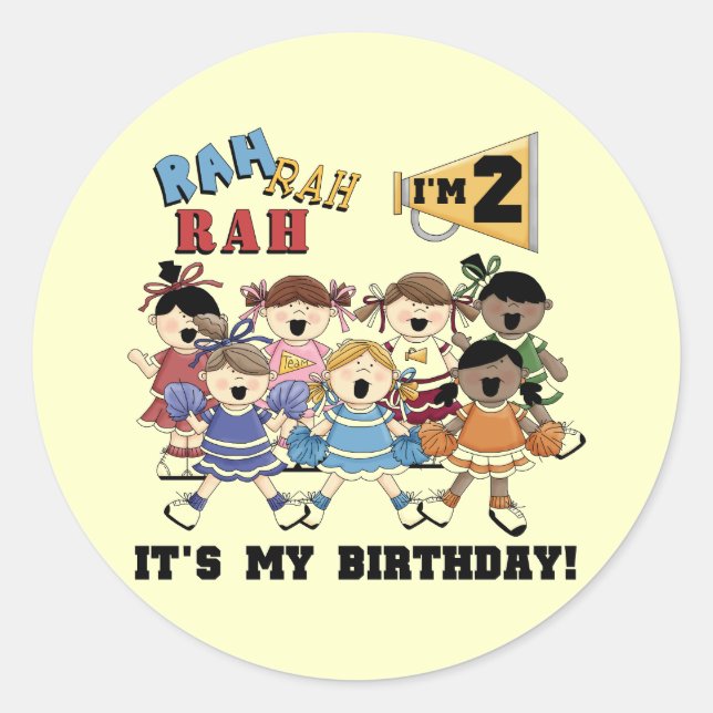 Pegatina Redonda Animadora camisetas y regalos de cumpleaños (Anverso)