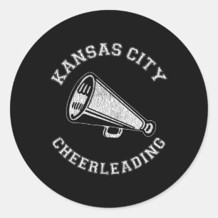Pegatina Redonda Animadora de Kansas City Cheer Distressed Retro 90
