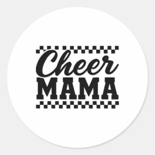 Pegatina Redonda Animadoras a Cuadros Cheerleading Para Mamá de la