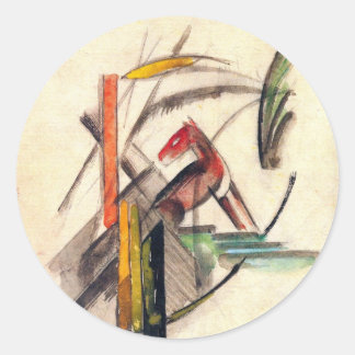 Pegatina Redonda Animal by Franz Marc, Vintage Expressionism Art