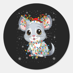 Pegatina Redonda Animal chino Santa Hat Ugly Christmas Tree Li