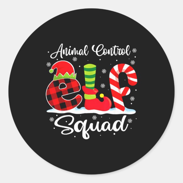 Pegatina Redonda Animal Control Elf Squad Christmas Officer Matchin (Anverso)