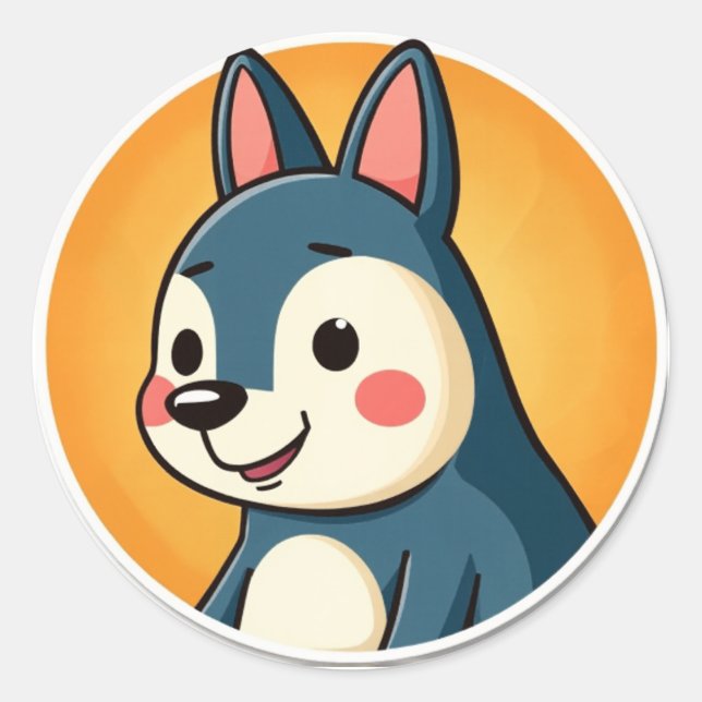 Pegatina Redonda Animal de Cute (Anverso)