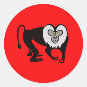 Pegatina Redonda Animal en peligro de extinción - MACAQUE de cola d