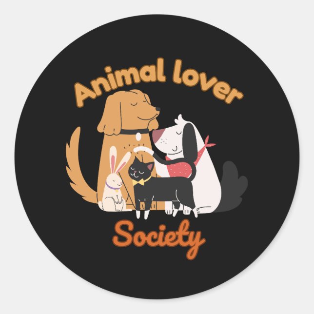 Pegatina Redonda Animal Lover Society for Pet lover sticker (Anverso)
