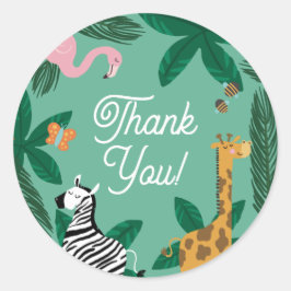 Pegatina Redonda Animal salvaje de un Fiesta lindo