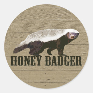 Pegatina Redonda Animal salvaje Honey Badger