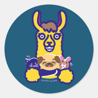 Pegatina Redonda Animal veterinario que ama al perro