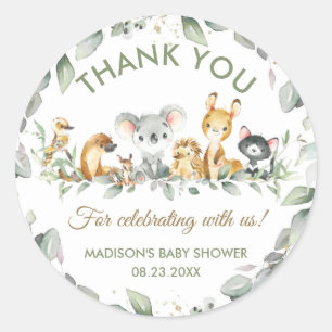 Pegatina Redonda Animales australianos Cumpleaños Baby Shower Favo