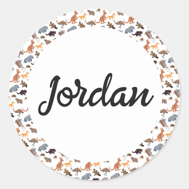 Pegatina Redonda Animales de Australia Aussie Wildlife (Anverso)