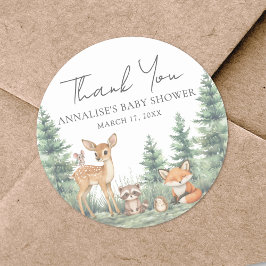 Pegatina Redonda Animales de bosque de Woodland Forest Animals Baby