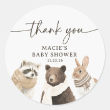 Animales de Bosque Invernal Agradecimiento Baby Sh