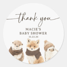 Animales de Bosque Invernal Agradecimiento Baby Sh