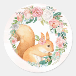Pegatina Redonda Animales de bosques encantadores - Pequeña ardilla