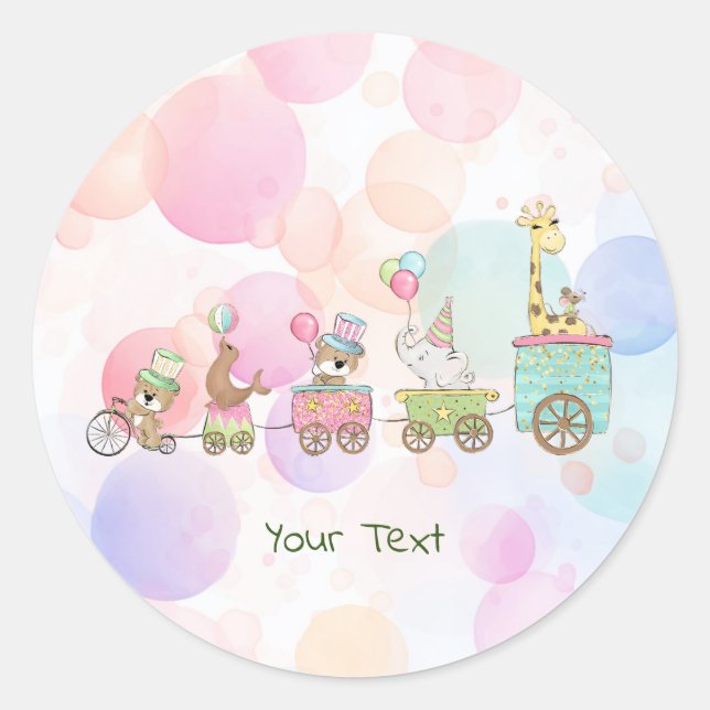 Pegatina Redonda Animales de Circo Sticker (Anverso)