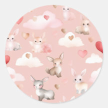 Animales de Cupido Bebé Lindos Stickers – Acuarela