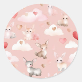 Pegatina Redonda Animales de Cupido Bebé Lindos Stickers – Acuarela