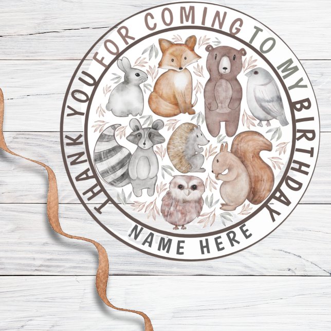 Pegatina Redonda Animales de Cute Woodland Gracias Fiesta (Subido por el creador)