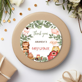 Pegatina Redonda Animales de granja Género Neutral Gracias