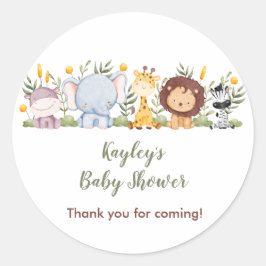 Pegatina Redonda Animales de la jungla Baby Shower favorecen a los 