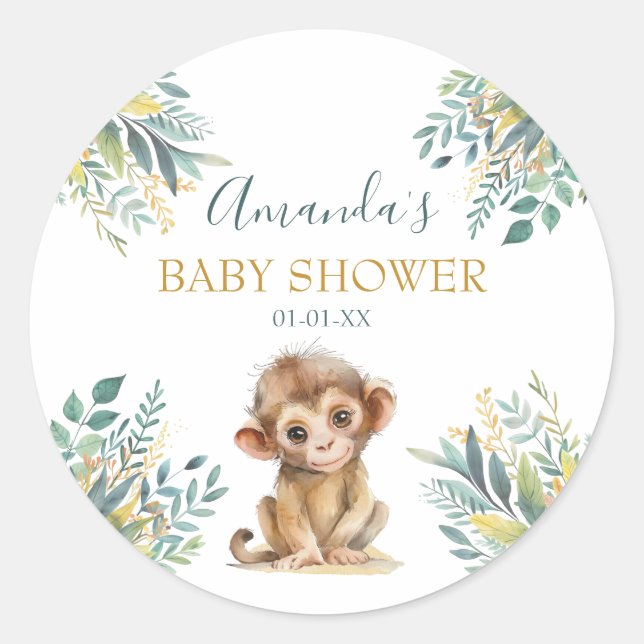 Pegatina Redonda Animales de la jungla salvaje (Anverso)