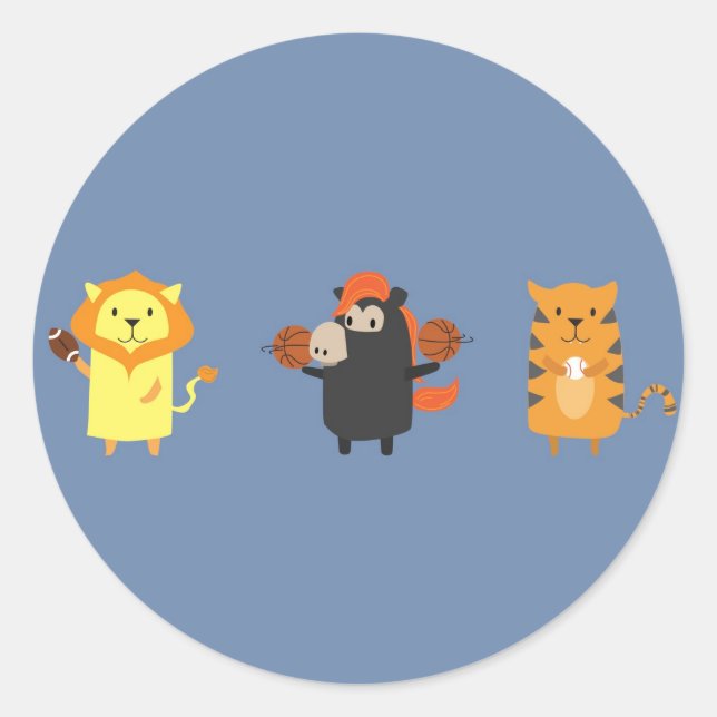 Pegatina Redonda Animales de mascota Detroit (Anverso)