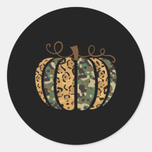 Pegatina Redonda Animales de moda Leopard Camo Pumpkin Imprimir que