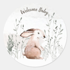 Pegatina Redonda Animales de Woodland de Baby Shower