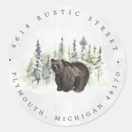 Pegatina Redonda Animales de Woodland | Dirección de devolución del