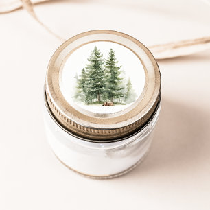 Pegatina Redonda Animales de Woodland   Sleepy Bear Baby Shower Fav