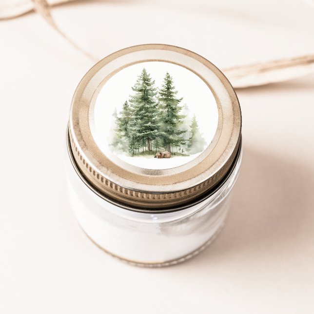 Pegatina Redonda Animales de Woodland | Sleepy Bear Baby Shower Fav (Subido por el creador)