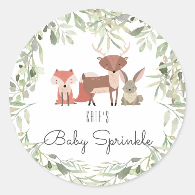 Pegatina Redonda Animales del Bosque Baby Sprinkle (Anverso)