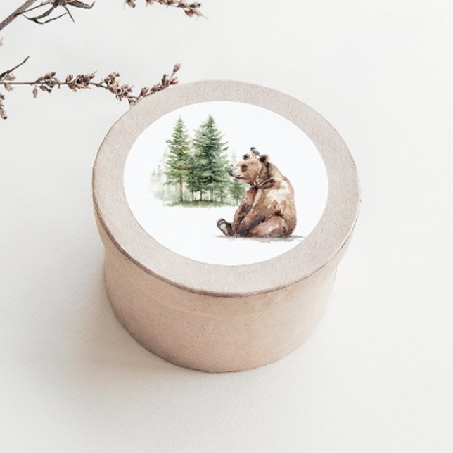 Pegatina Redonda Animales del Bosque | Favor para Baby Shower de Os (Subido por el creador)