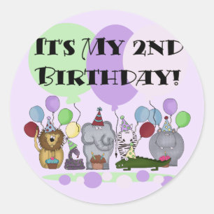Pegatina Redonda Animales del zoológico camisetas de cumpleaños y r