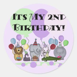 Pegatina Redonda Animales del zoológico camisetas de cumpleaños y r