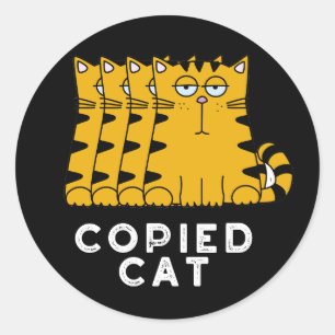 Pegatina Redonda Animales divertidos del gato copiados Pun Dark BG