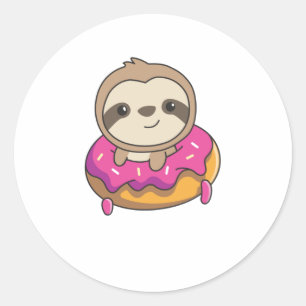 Pegatina Redonda Animales Dulces Y Graciosos Con Fallos De Donut