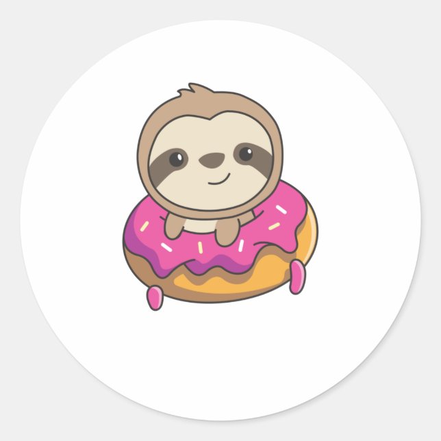Pegatina Redonda Animales Dulces Y Graciosos Con Fallos De Donut (Anverso)