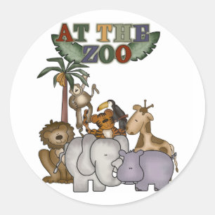 Pegatina Redonda Animales en camisetas y regalos del zoo