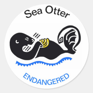Pegatina Redonda Animales en peligro de extinción -Guay Sea OTTER-
