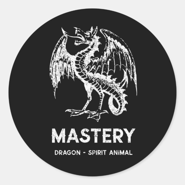 Pegatina Redonda Animales espíritus de dragón blanco (Anverso)